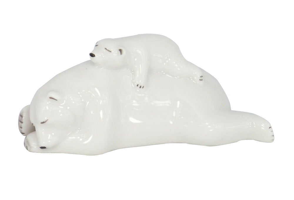 Polar Bear Mom with a Cub Lomonosov Porcelain Collectible Figurine