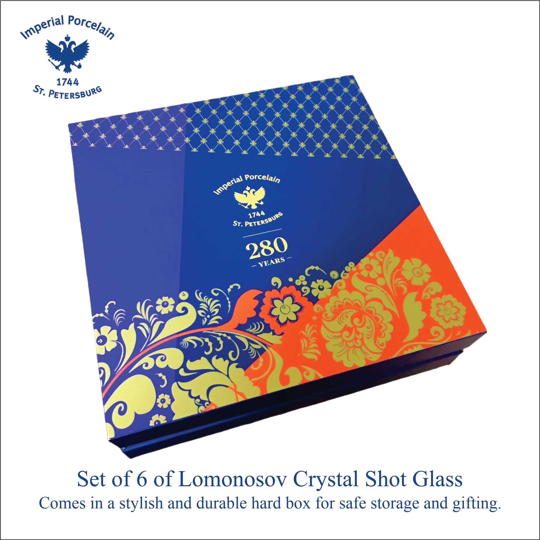 Lomonosov Imperial Porcelain Crystal Shot Glass Set of 6