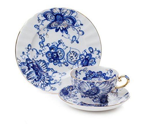 Lomonosov Porcelain Set Singing Garden 3 pc Cup 7.8 fl.oz/230 ml, Saucer and Cake Dessert plate