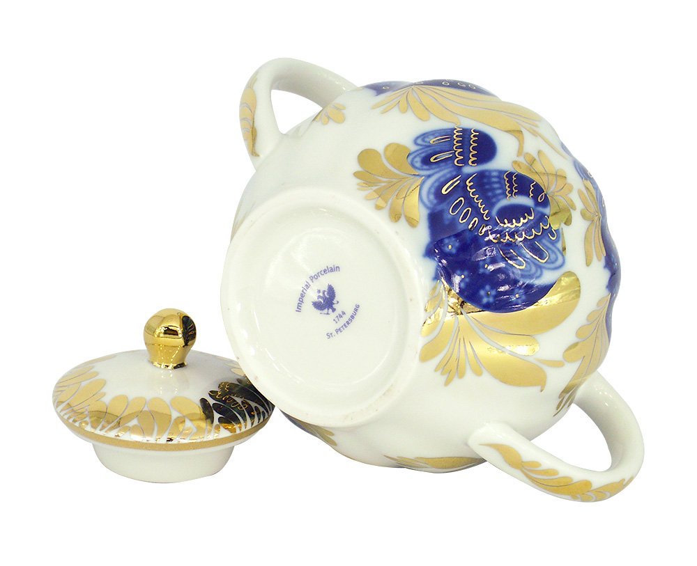 Lomonosov Porcelain Sugar Bowl Tulip Golden Garden 15 oz/450 ml