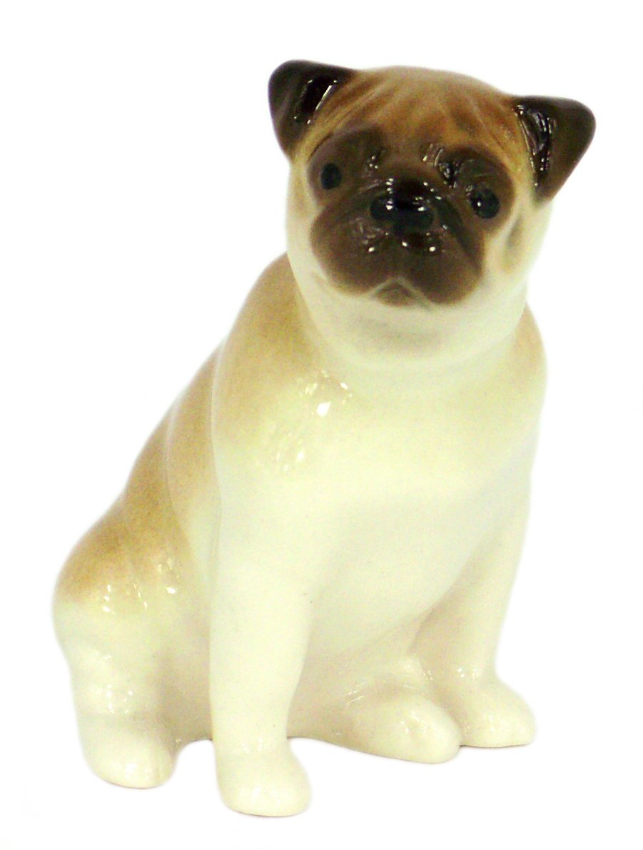 Pug Dog Sitting Lomonosov Porcelain Collectible Figurine