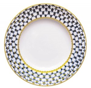 Lomonosov Porcelain Dinner Dessert Salad Soup Plate Cobalt Net Collection Smooth