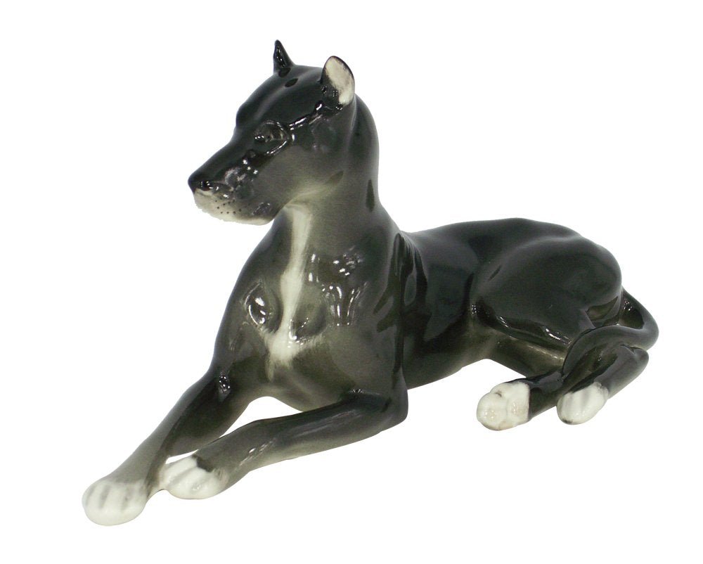 Great Dane Dog Black Lomonosov Porcelain Collectible Figurine