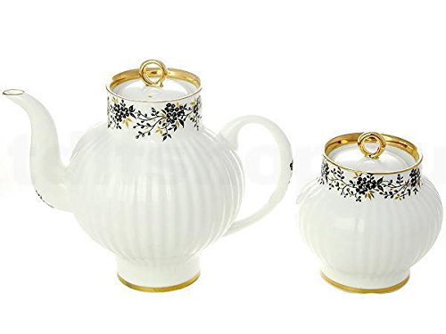 Lomonosov Russia Imperial Porcelain Bone China Wave Tea Set 20pc Tiny Branches