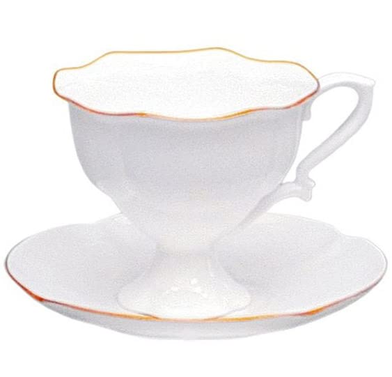 Lomonosov Porcelain Coffee Set Cup and Saucer Golden Ribbon Natasha 2 pc Wedding