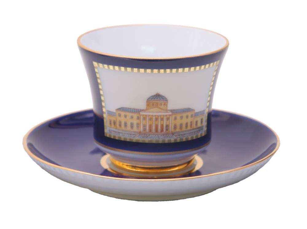 Lomonosov Porcelain Tea Set Cup and Saucer Classic of Petersburg #3 7.4 oz/220 ml