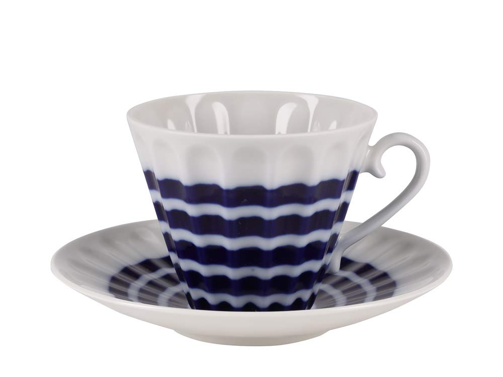 Lomonosov Porcelain Tea Set Blue Stripes 14 items for 6 persons