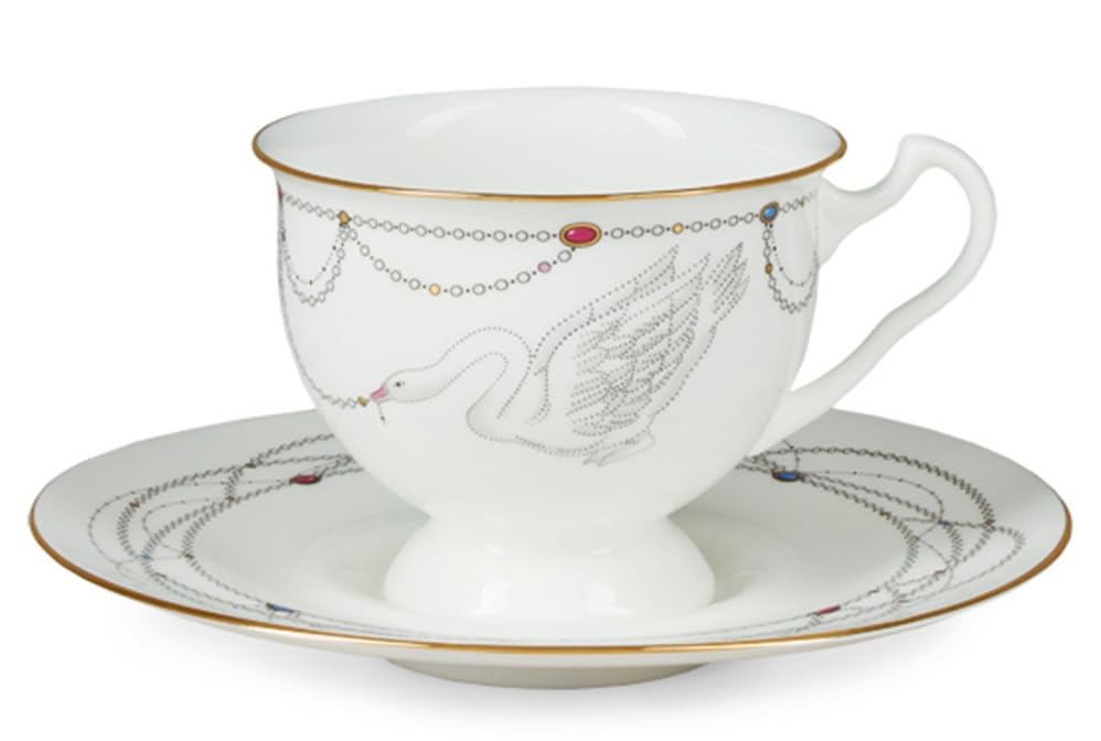 Lomonosov Porcelain Bone China Tea Cup and Saucer Ballet Swan Lake 8.12 fl.oz/240 ml