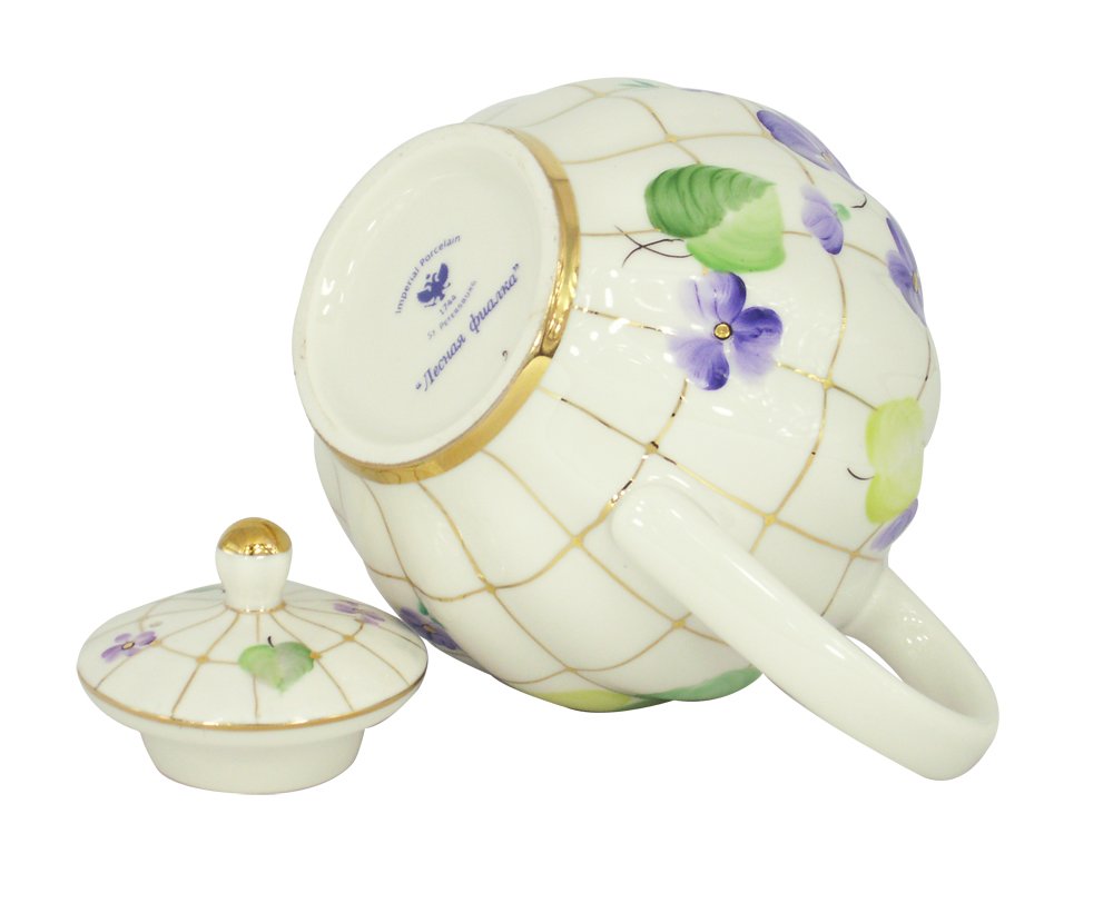 Lomonosov Porcelain Teapot Tulip Forest Violets 20 oz/600 ml