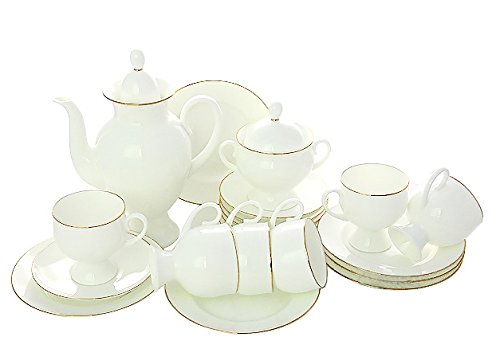 Lomonosov Porcelain Bone China Coffee Set 6/20 Classic-2 Golden Ribbon