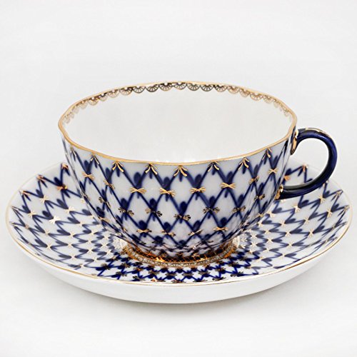 Cobalt Net Tea Set. 8.5 Fl Oz. 22k Gold