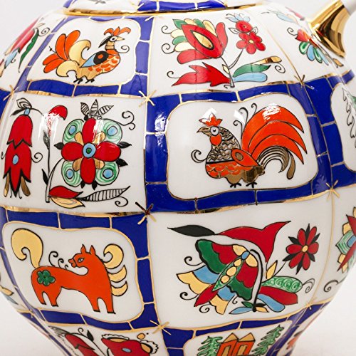 Imperial / Lomonosov Porcelain Brewing Teapot 'Russian Lubok' 600ml