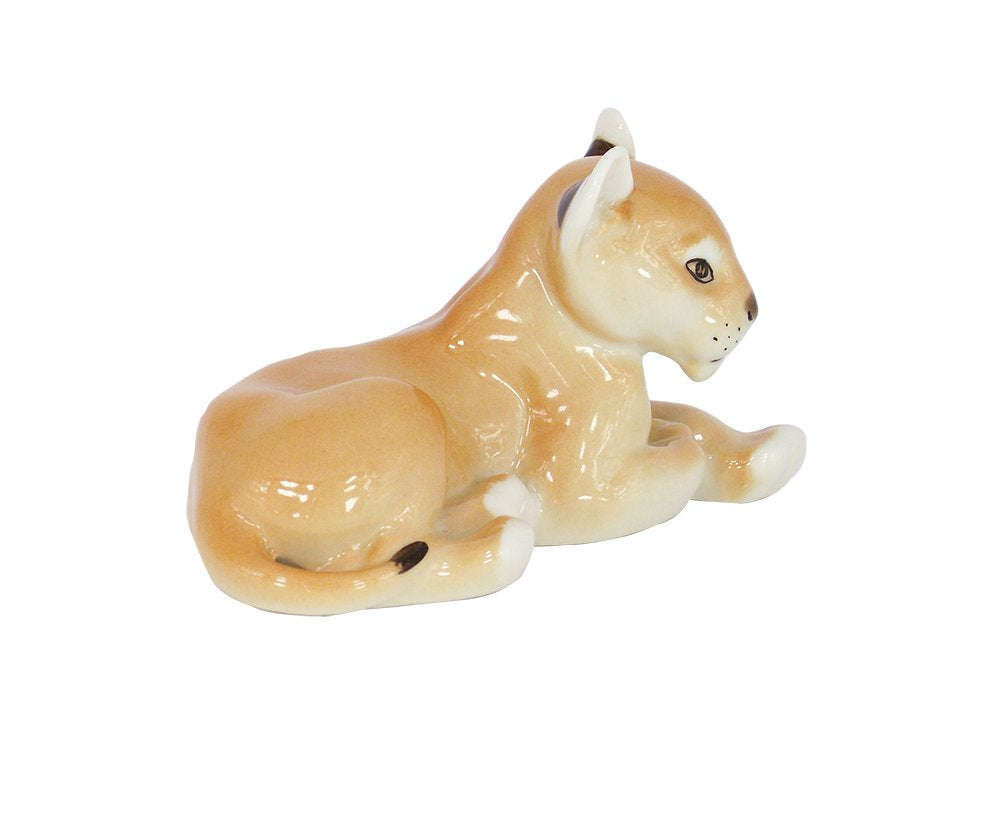 Lion Young Baby Cub Lying Lomonosov Porcelain Collectible Figurine