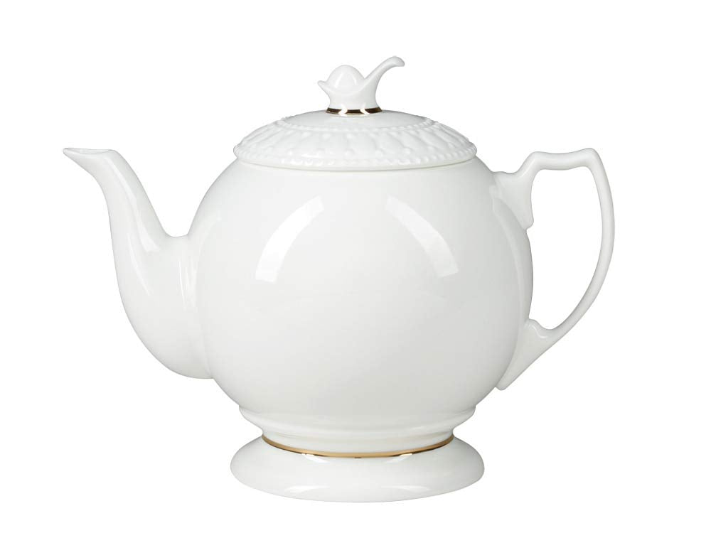 Lomonosov Imperial Porcelain Bone China Tea Set Pearl Golden Ribbon 14 items