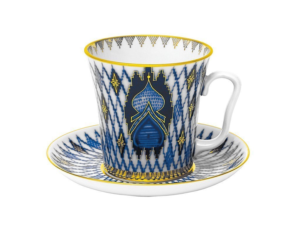Lomonosov Porcelain Set Mug and Saucer Magic City Kizhi with Russian Church