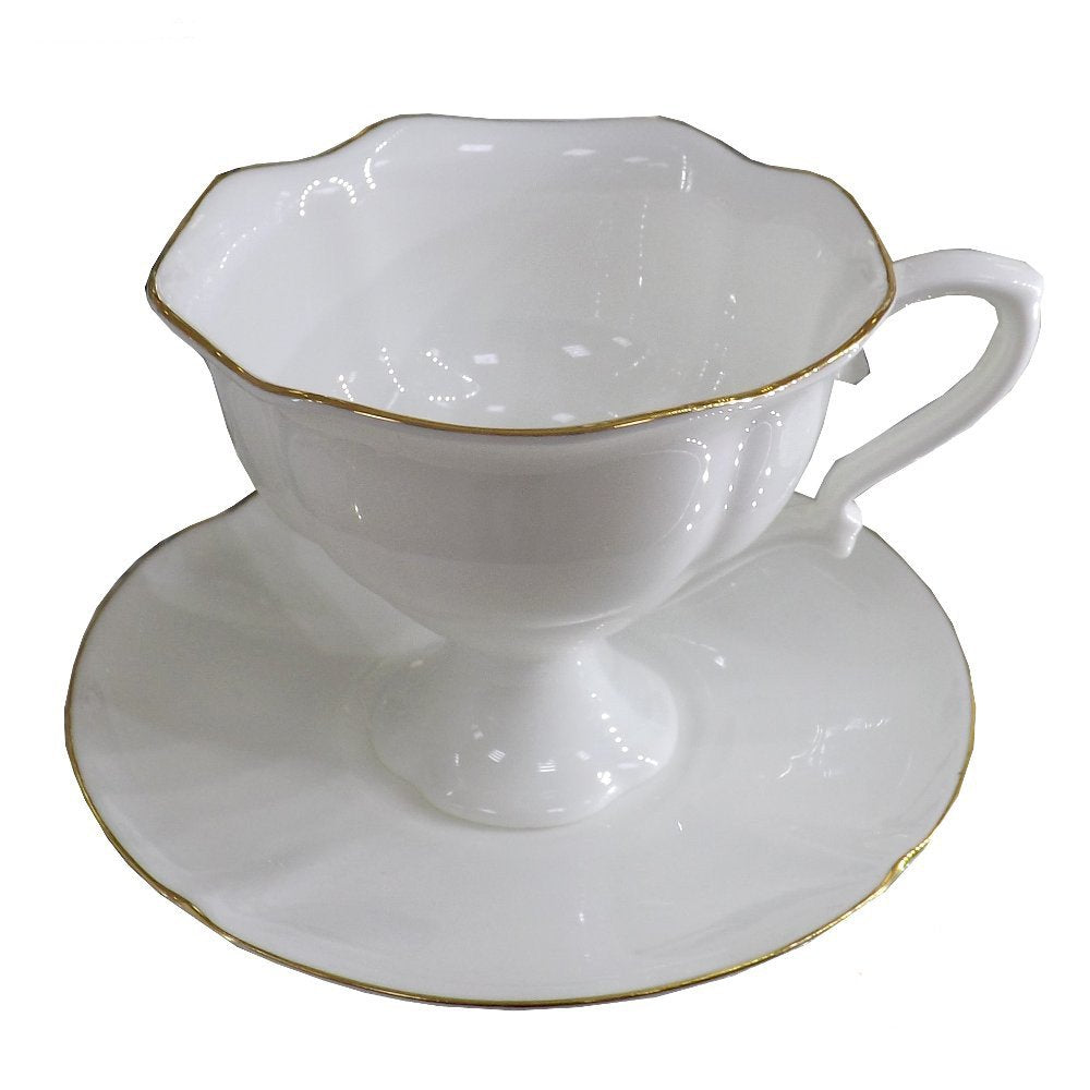 Lomonosov Porcelain Coffee Set Cup and Saucer Golden Ribbon Natasha 2 pc Wedding