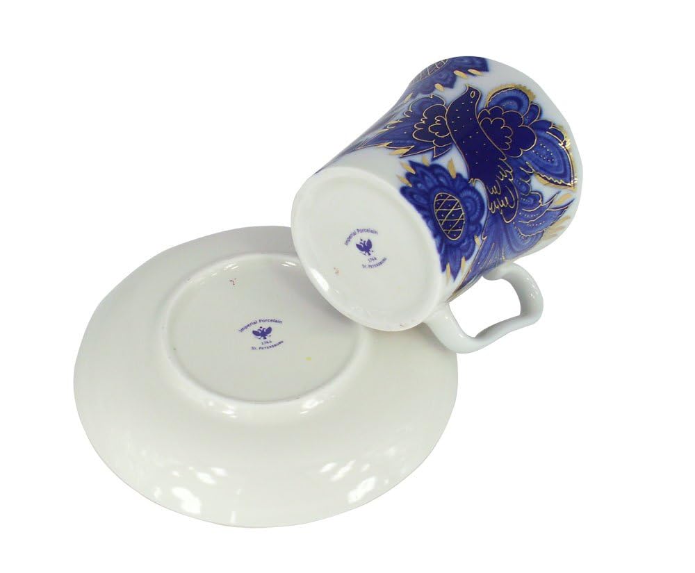 Lomonosov Porcelain Set Mug and Saucer 2pc Magic Firebird 12.7 fl.oz