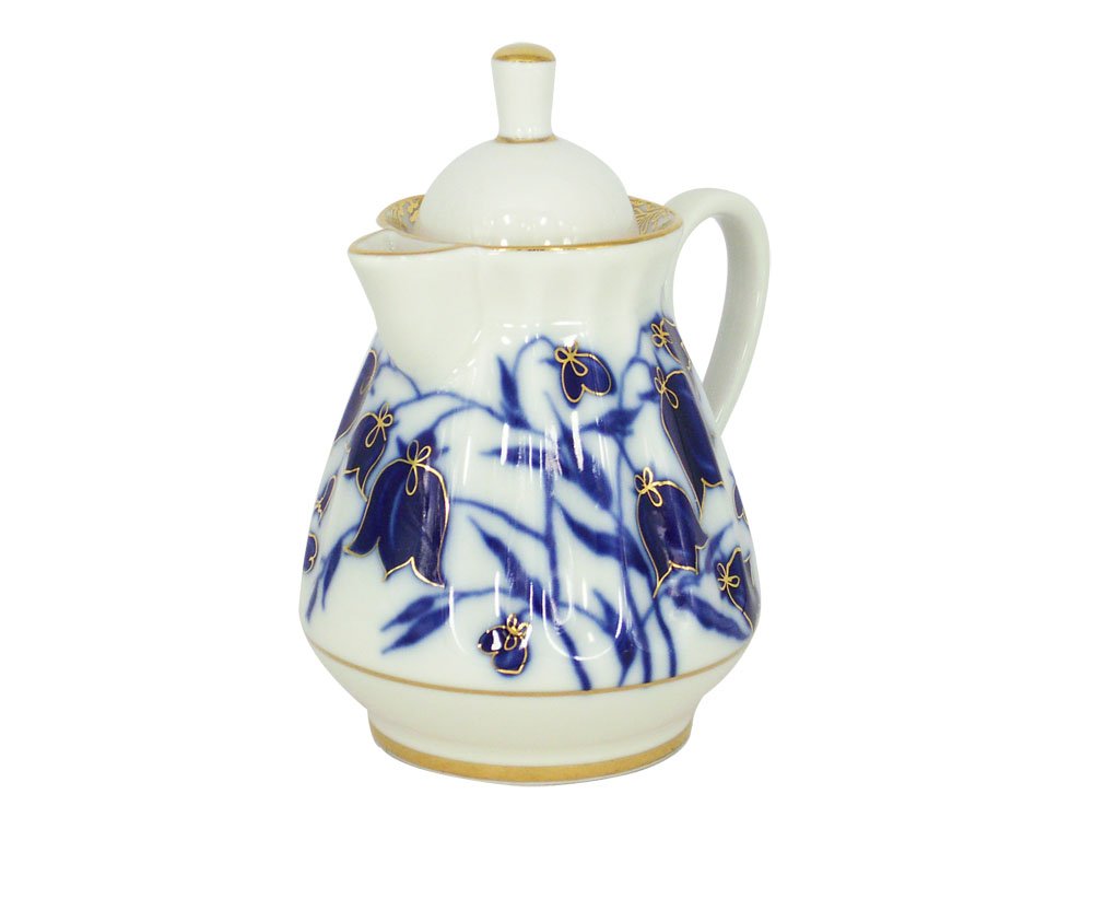 Lomonosov Imperial Porcelain Creamer Milk Jar Radiant Blue Bells 7.4 oz/220 ml