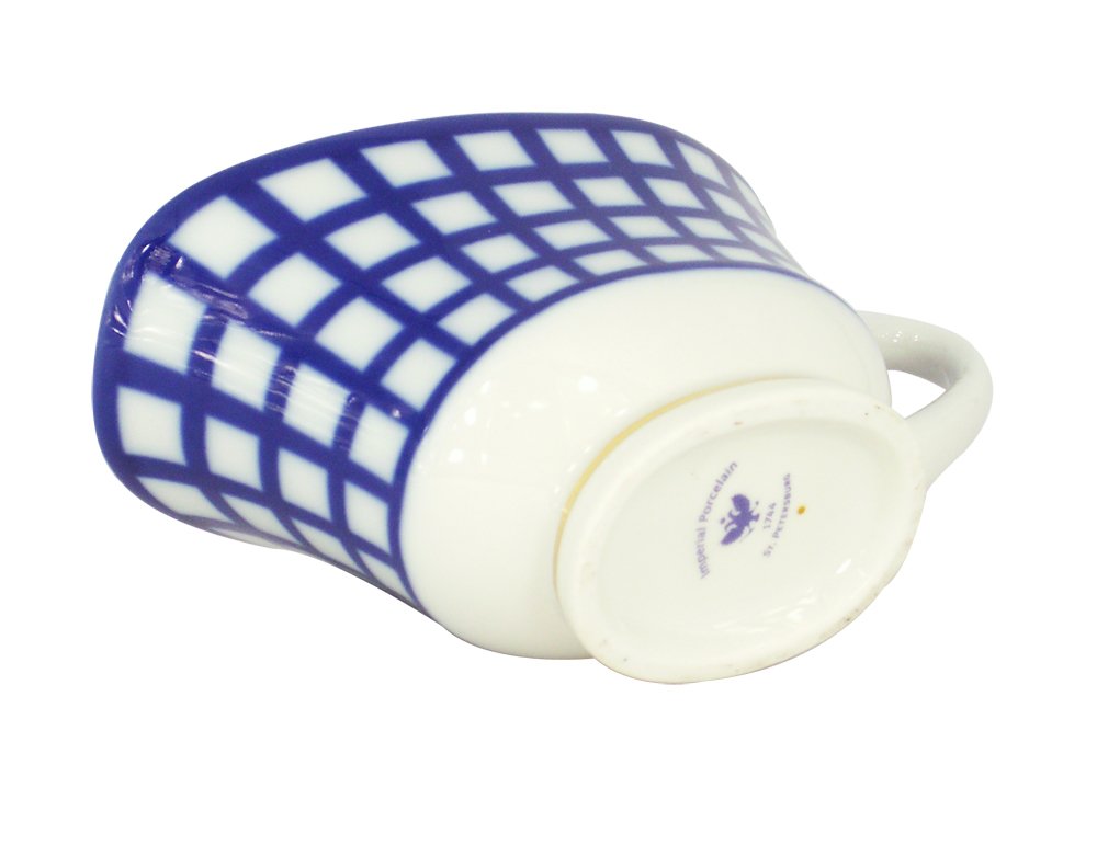 Lomonosov Porcelain Cobalt Cell Large Gravy Boat 6.76 fl.oz/200 ml