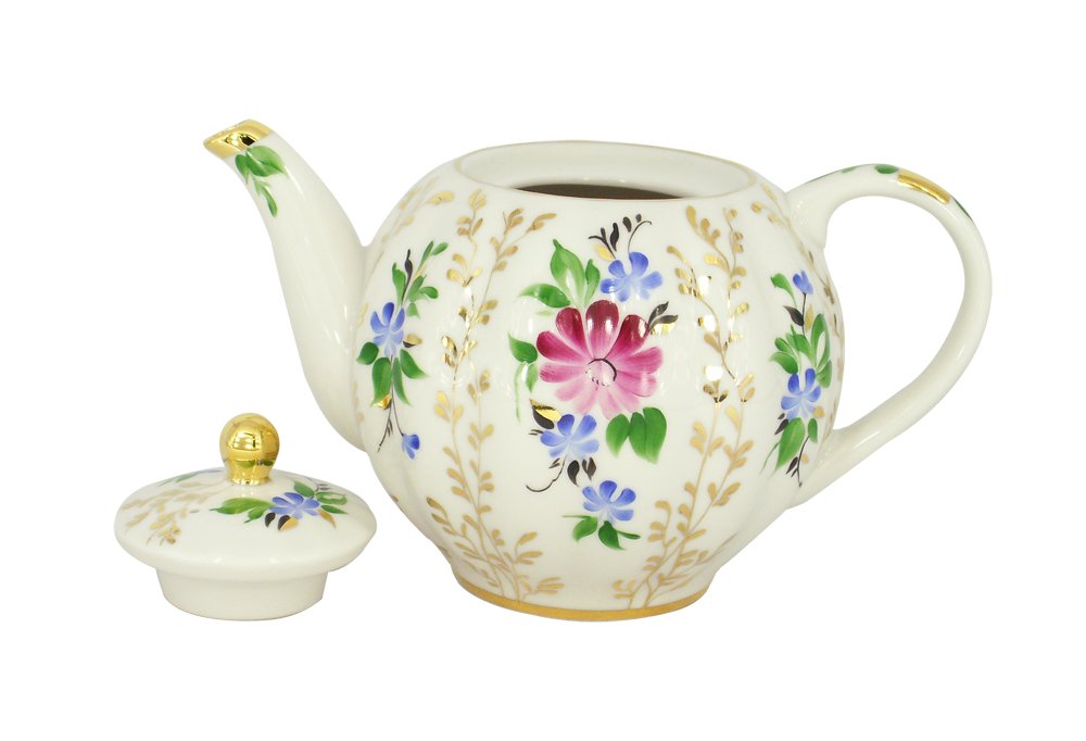 Lomonosov Porcelain 3 Cups Tea Pot Golden Grasses 20 oz/600 ml