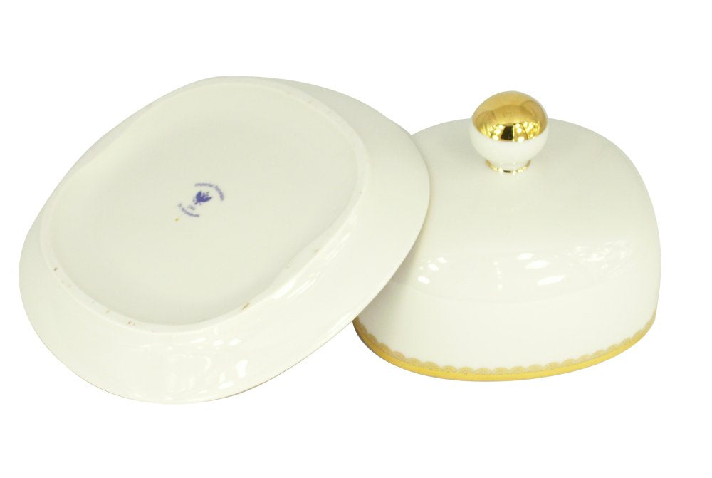 Lomonosov Porcelain Butter Holder Dish Rectangular Cobalt Net