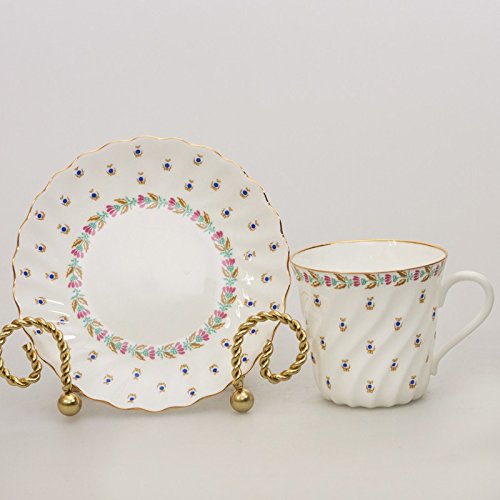 Imperial / Lomonosov Porcelain Coffee Cup w/ Saucer 'Blueberries'