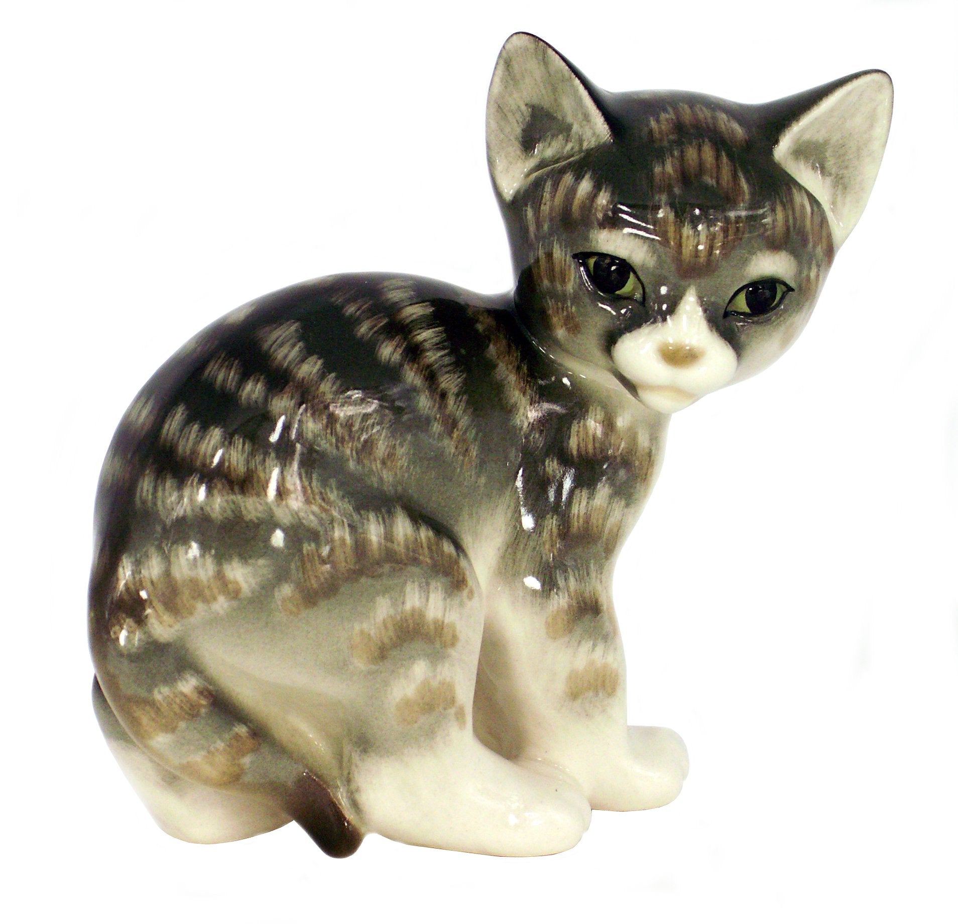 Cat Kitty Striped Gray Lomonosov Porcelain Collectible Figurine