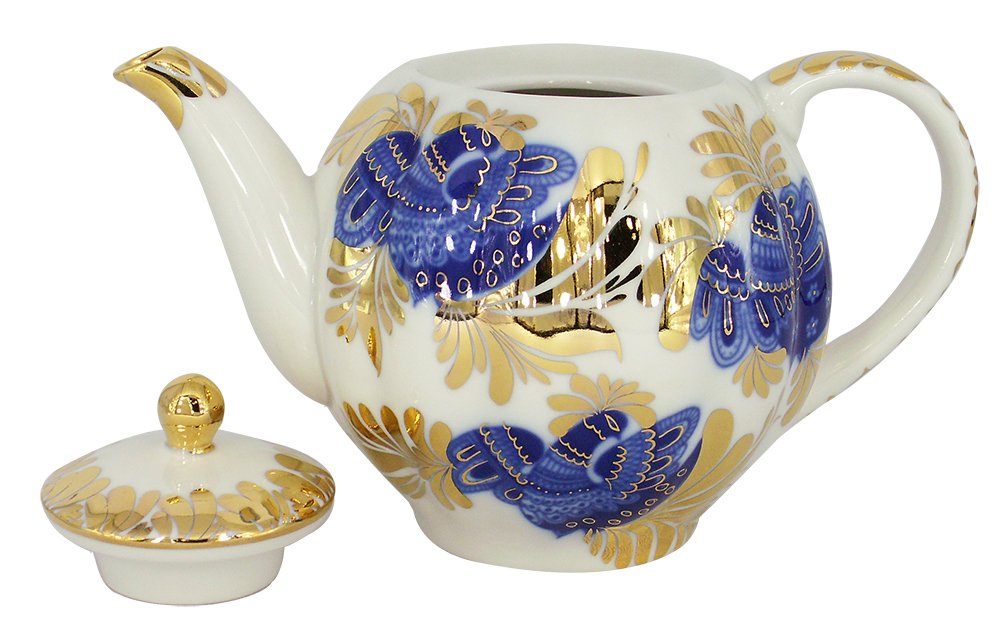 Lomonosov Porcelain Teapot Tulip Golden Garden 3 Cups 20 oz/600 ml