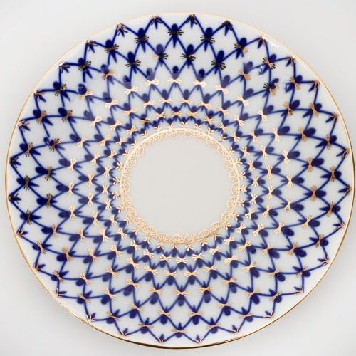 Imperial/Lomonosov Porcelain Teacup w/Saucer"Tulip Cobalt Net"