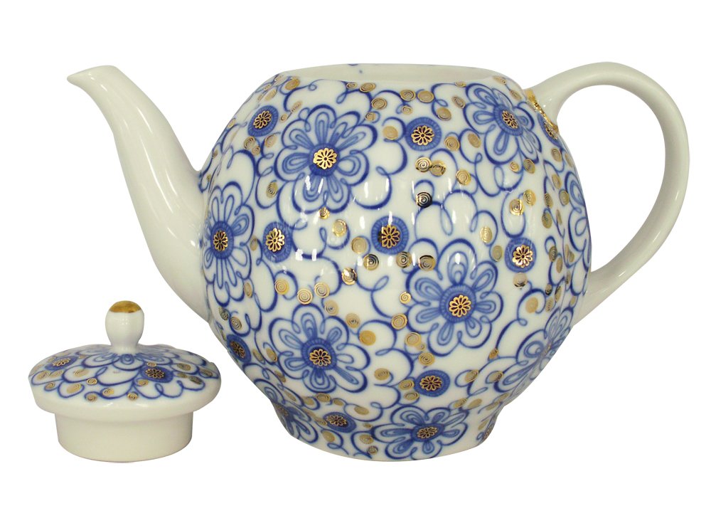 RARE Big Lomonosov Porcelain Large Tea Pot 68 oz/2000 ml Bindweed
