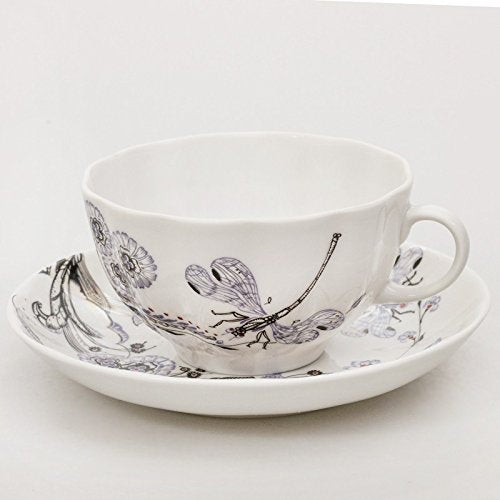 Imperial / Lomonosov Porcelain Teacup w/ Saucer 'Dragonfly Whisper'