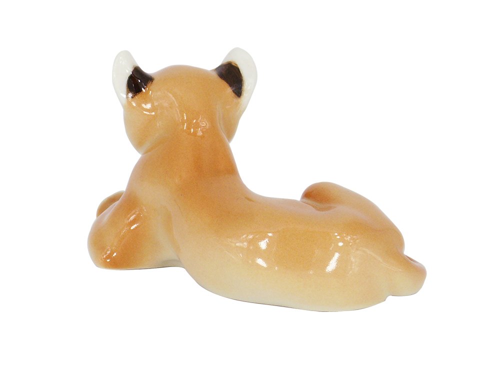 Lion Young Baby Cub Lying Lomonosov Porcelain Collectible Figurine