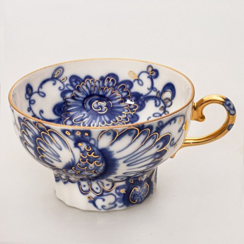 Singing Garden Teacup w/ Saucer. 7.8 Fl Oz. 22k Gold. Porcelain