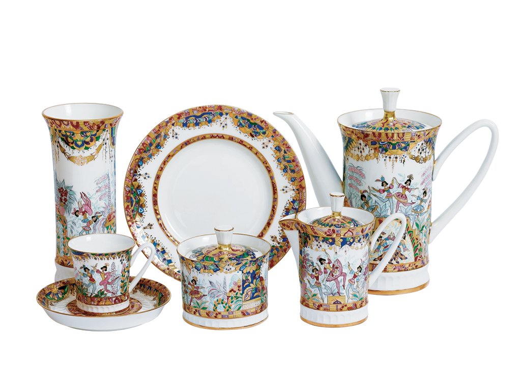 Lomonosov Porcelain Russian Ballet Bone China Tea Set 22pc
