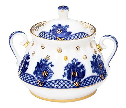 Lomonosov Porcelain Radiant Basket Tea Set 6/20: Tea Pot, Sugar Bowl, 6 Cups with Saucers and 6 Cake Plates