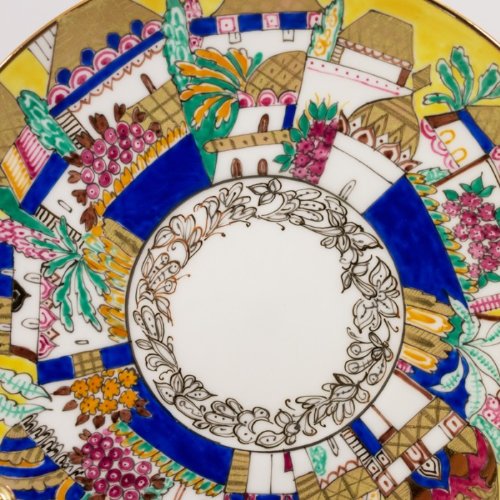 Imperial / Lomonosov Porcelain 'White Cabins' Teacup w/ Saucer