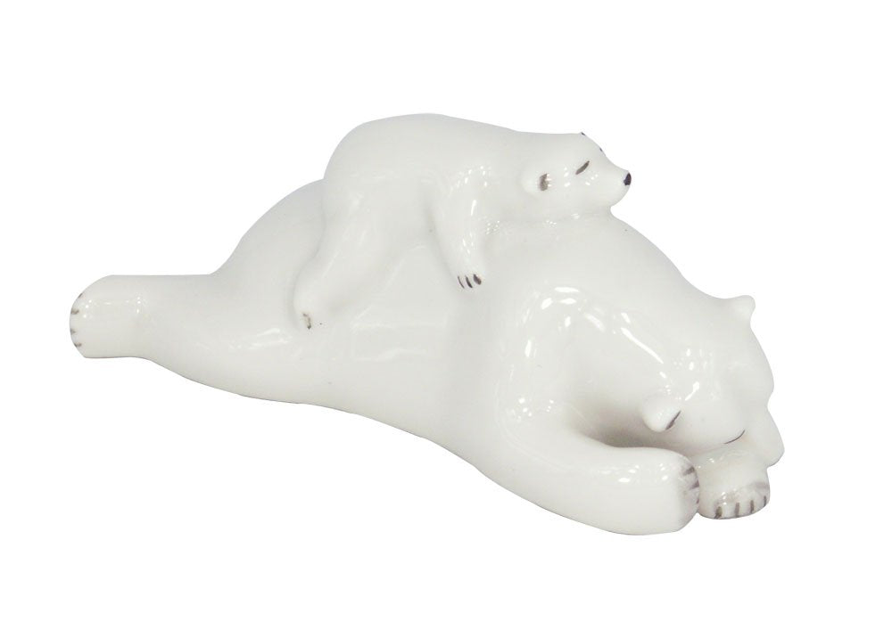 Polar Bear Mom with a Cub Lomonosov Porcelain Collectible Figurine