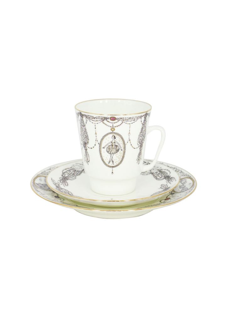 Lomonosov Porcelain Tea Set Cup, Saucer and Cake Plate Ballet Swan Lake 5.6 fl.oz/165 ml