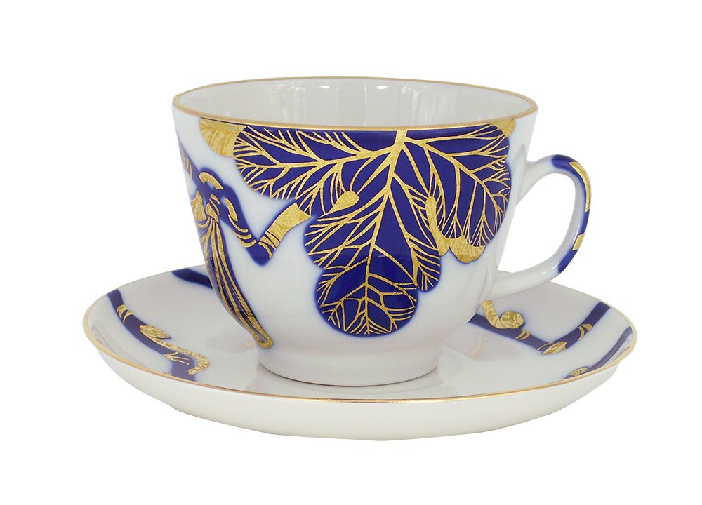 Lomonosov Porcelain Tea Cup and Saucer Golden Tree 11.8 oz/350 ml