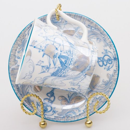 Imperial / Lomonosov Porcelain Mug w/ Saucer "Brigantine"