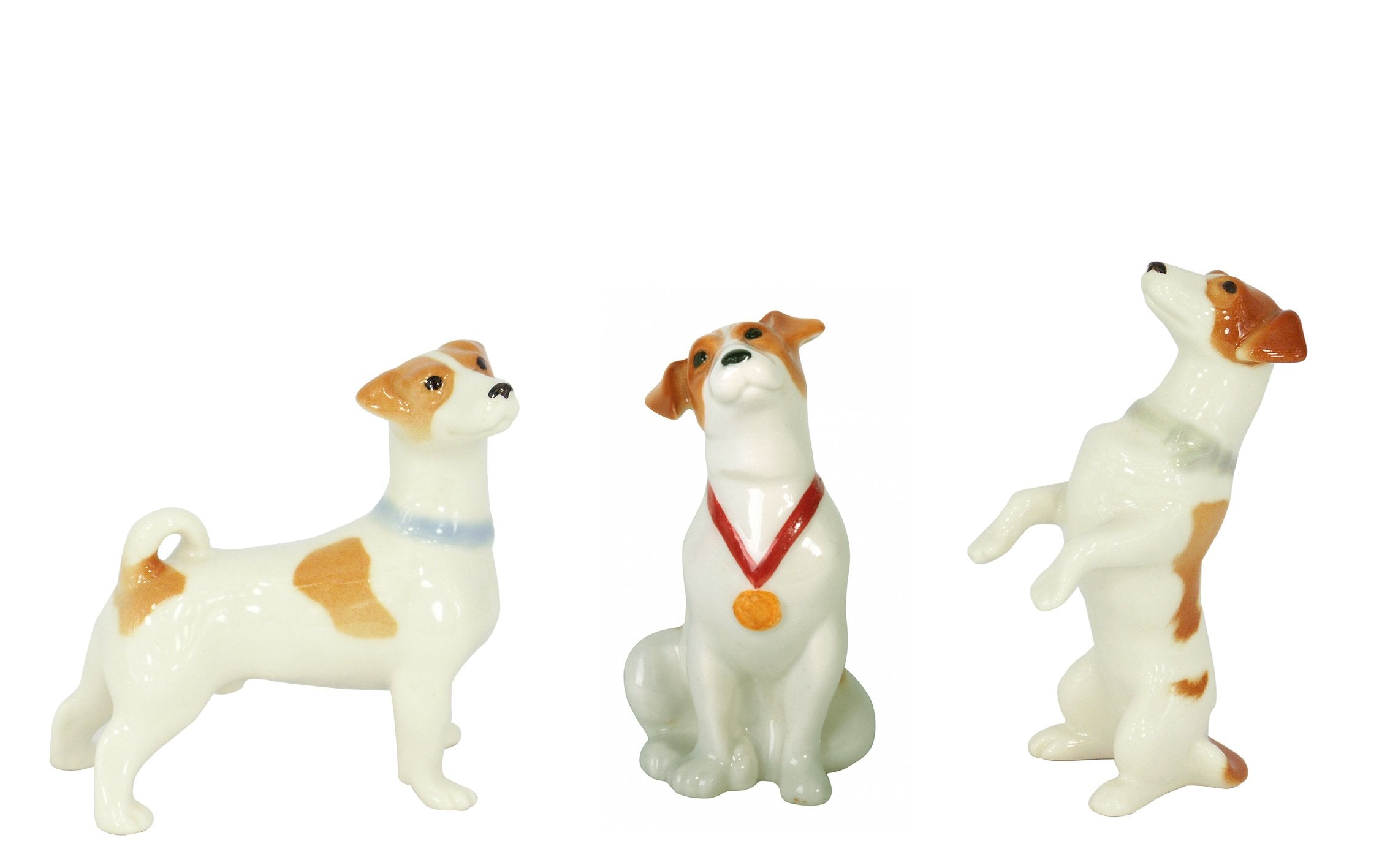 Jack Russell Terrier Dog Friends Lomonosov Porcelain Figurines 3 Items Set