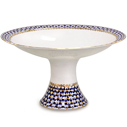 Imperial/Lomonosov Porcelain Fruit Vase Cobalt Net