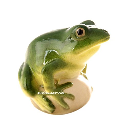 RussianAdept.com Sculpture Frog Pond Green, Imperial Porcelain Plant