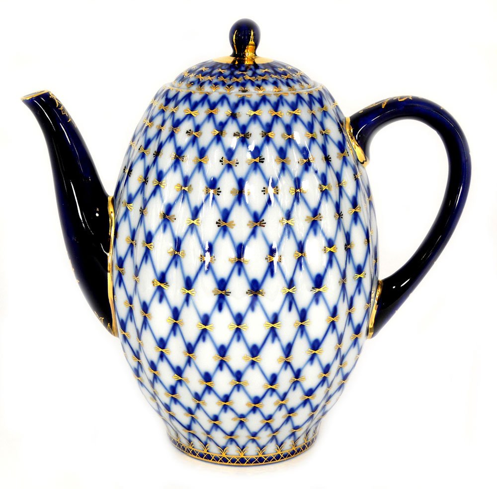 Lomonosov Porcelain Coffee Set Tulip Cobalt Net 20 pc for 6 persons