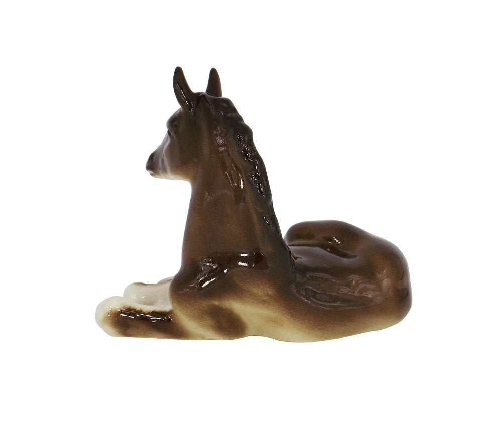 Horse Recumbent Brown Chestnut Colored Lomonosov Porcelain Collectible Figurine