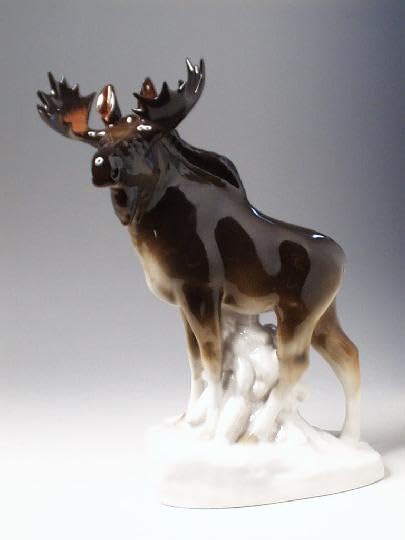 Moose Walking Lomonosov Porcelain Collectible Figurine