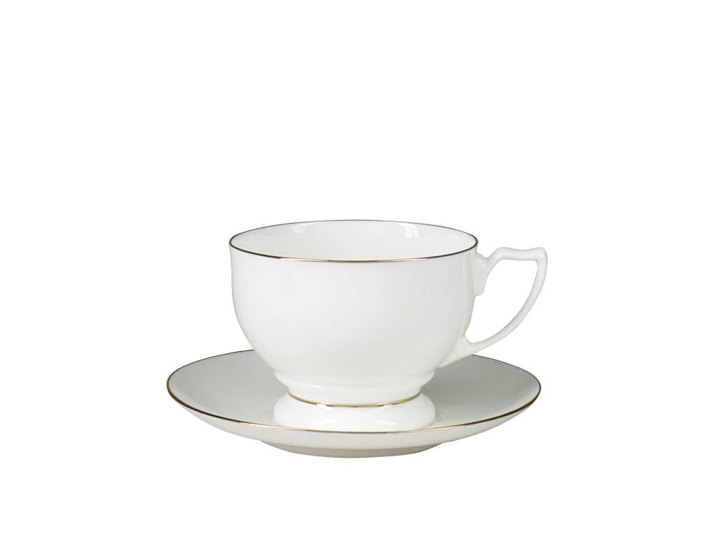 Lomonosov Imperial Porcelain Bone China Tea Set Pearl Golden Ribbon 14 items