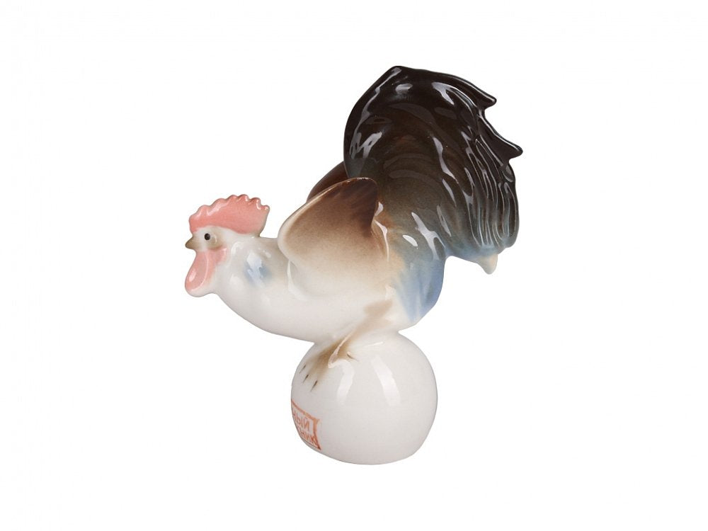 Lomonosov Imperial Porcelain New Year Talisman Figurine Rooster on Ball