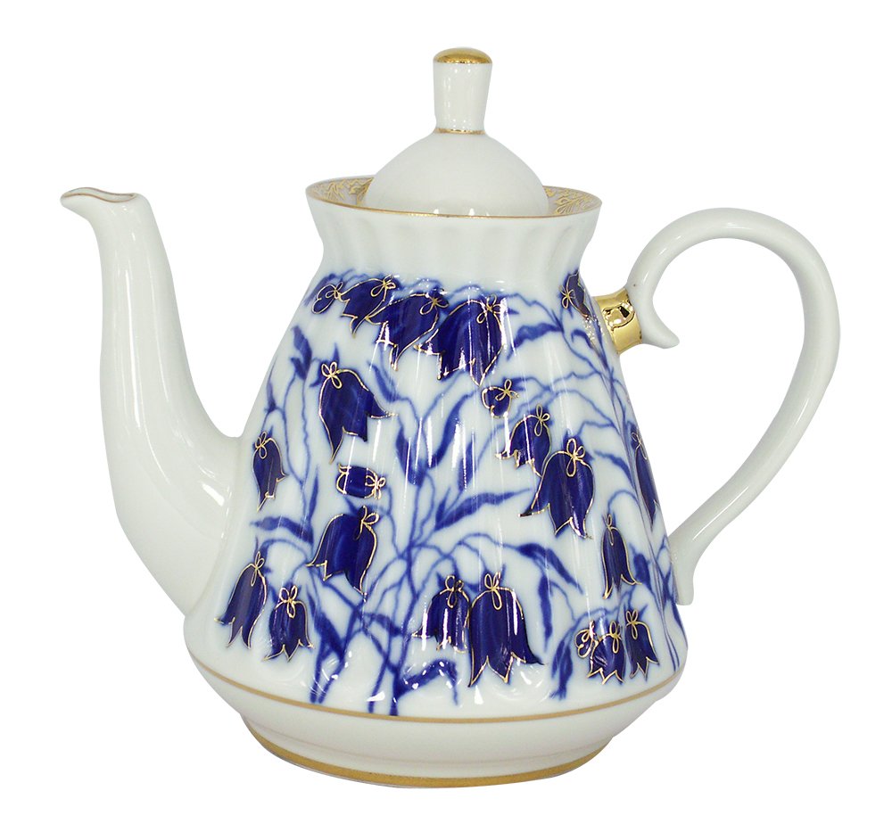 Lomonosov Porcelain 5 Cups Tea Pot 25 ounces/750 mililiter Blue Bells