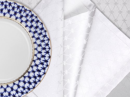 Lomonosov Porcelain Imperial Set 6 Cloth Napkins Cobalt Net 17.7"x17.7" White